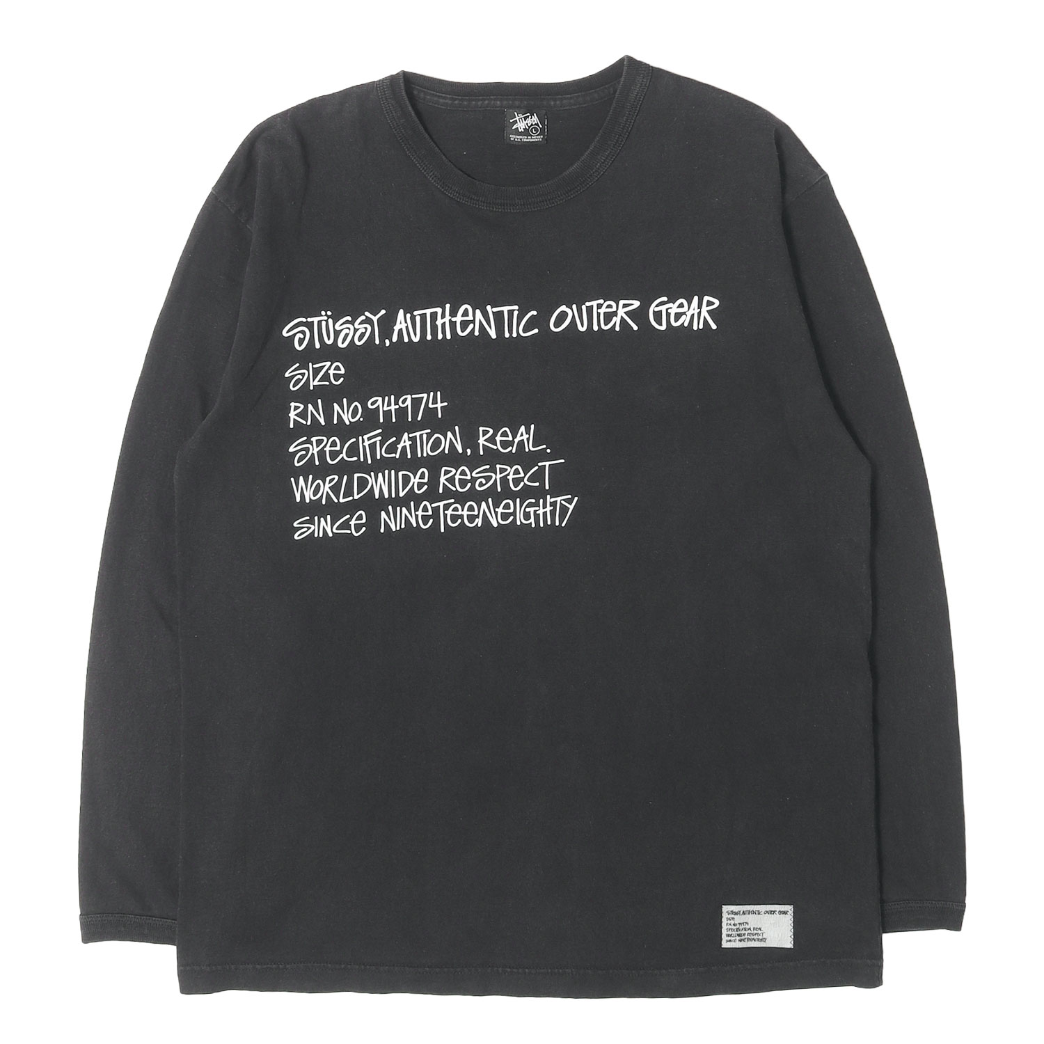 STUSSY ステューシー Tシャツ ブラック 黒 サイズ:L 00s ショーンフォントロゴ ロングスリーブ Tシャツ トップス カットソー 長袖 00年代 アーカイブ【メンズ】【中古】【K4872】|ブランド古着のBEEGLE by Boo-Bee