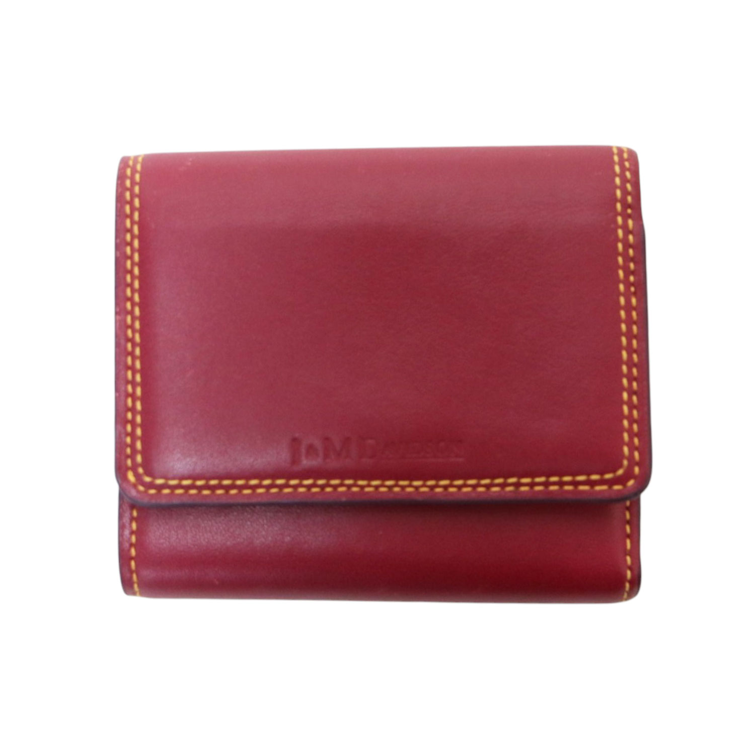 J&M DAVIDSON ジェイアンドエムデヴィッドソン ウォレット カウレザー 三つ折り 財布 FOLDING WALLET 10232N コンパクト ステッチ 牛革 バーガンディ レッド ブランド ファッション アイテム【レディース】【中古】【K4873】｜ブランド古着のBEEGLE by Boo-Bee