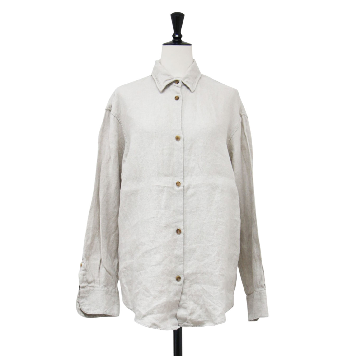MUSE de Deuxieme Classe ミューズ ドゥ ドゥーズィエムクラス シャツ ベージュ サイズ:FREE 23春夏 リネンシャツ OG LINEN 羽織り オーバーサイズ 長袖 ワイヤーカラー メタルパーツ ウォッシャブル トップス ブラウス【レディース】【中古】【K4875】|ブランド古着のBEEGLE by Boo-Bee