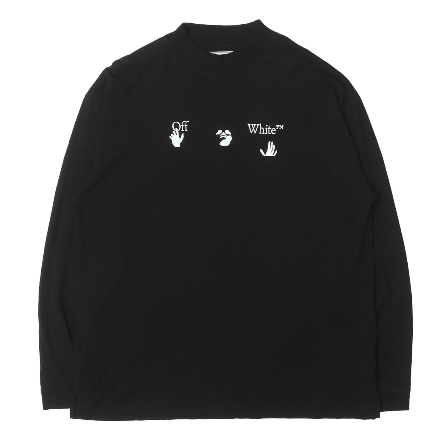 OFF-WHITE オフホワイト Tシャツ ブラック 黒 サイズ:M 20AW オーバーサイズ モックネック ロングスリーブ Tシャツ OMAB032E20JER005 トップス カットソー 長袖【メンズ】【中古】【K4887】｜ブランド古着のBEEGLE by Boo-Bee