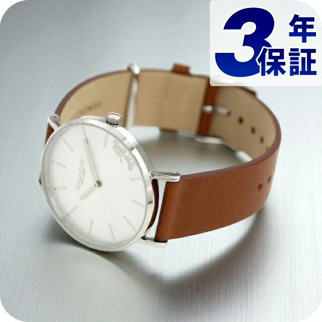 コーチ COACH 時計 レディース 36mm シルバー×ブラウン 革ベルト 14503120 ペリー 腕時計