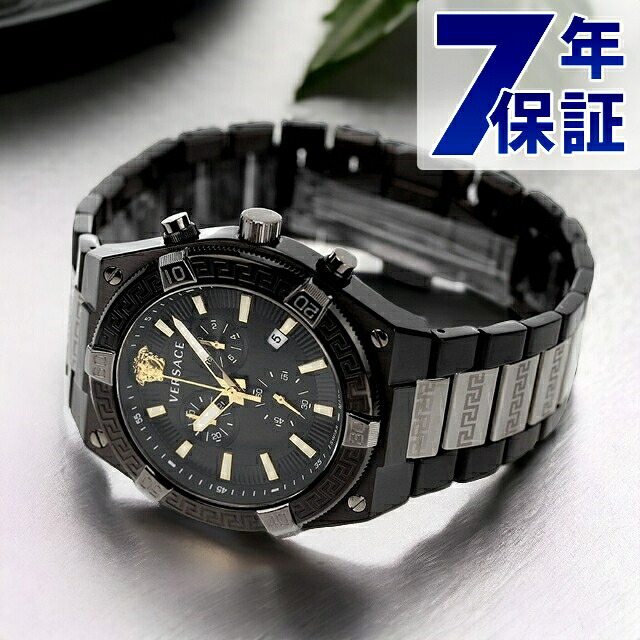 ヴェルサーチ スポーティー グレカ クオーツ 腕時計 ブランド メンズ クロノグラフ VERSACE VESO01022 アナログ ブラック ガンメタル 黒 スイス製 プレゼント 実用的
