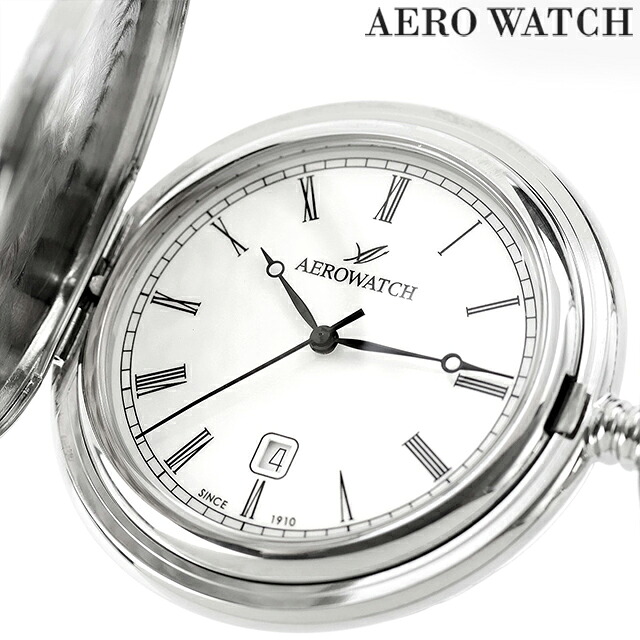 アエロウォッチ クォーツ 電池式 懐中時計 ブランド メンズ レディース AEROWATCH 42833-PD01 アナログ ホワイト 白 スイス製
