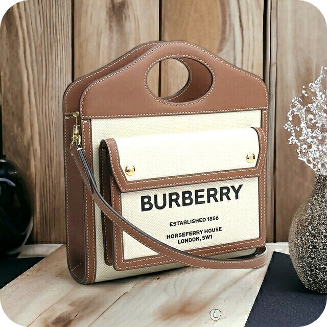 バーバリー トートバッグ レディース ブランド BURBERRY コットン イタリア 8039361 NATURAL-MALT BROWN ホワイト系 ブラウン系 バッグ|Infinitown