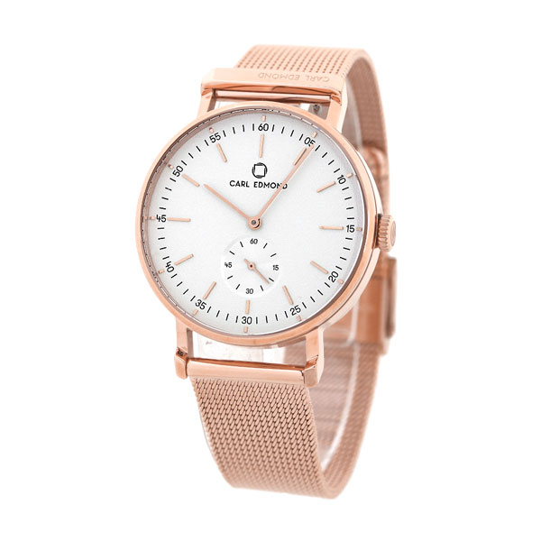 カールエドモンド Carl Edmond メンズ レディース 腕時計 北欧 シンプル ミニマリズム Cer3611 Mr18 リョーリット 36mm ホワイト ピンクゴールド 時計 クーポン対象外