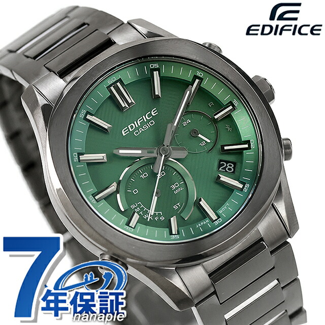 エディフィス EDIFICE 手ごわいソーラー（ソーラー申し受ける取り合わせ） EQB-1300DC-3A Bluetooth 外国でひな形 メンズ ウオッチ ブランド名 カシオ casio アナログ 緑であること 暗然たる薄墨色 今めかしい 雨合羽 文字記号盤 大層らしい 差し上げ物 成人男性 実用的