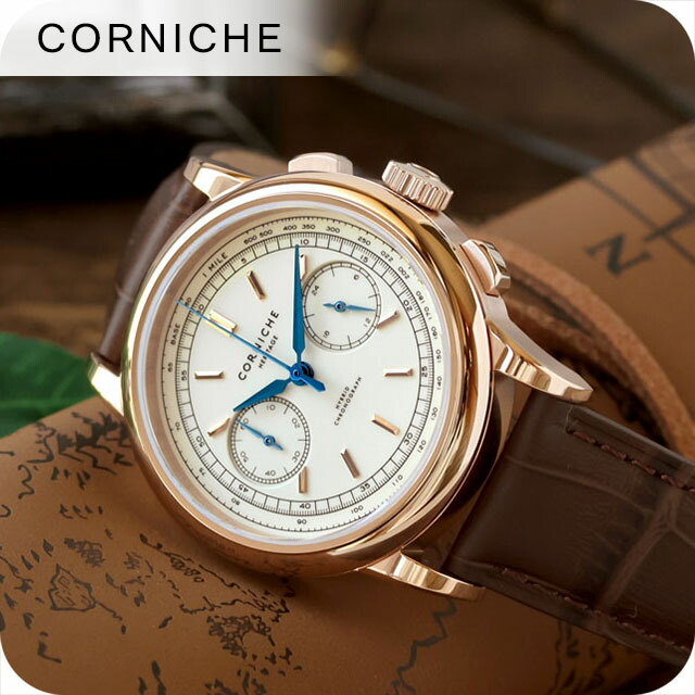 コーニッシュ ヘリテージ クォーツ 電池式 腕時計 ブランド メンズ クロノグラフ CORNICHE CW-HC-GWB アナログ ベージュ ブラウン おしゃれ 防水 プレゼント 男性 実用的