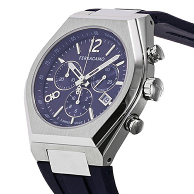 サルヴァトーレ フェラガモ TONNEAU GENT 石英 ウオッチ ブランド名 メンズ クロノグラフ Salvatore Ferragamo SFUV00122 アナログ 青み 米国海軍 スイス連邦製