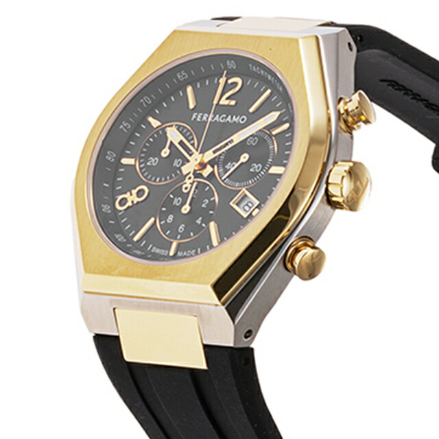 サルヴァトーレ フェラガモ TONNEAU GENT 石英 ウオッチ ブランド名 メンズ クロノグラフ Salvatore Ferragamo SFUV00322 アナログ 黒いこと 黒 スイス連邦製