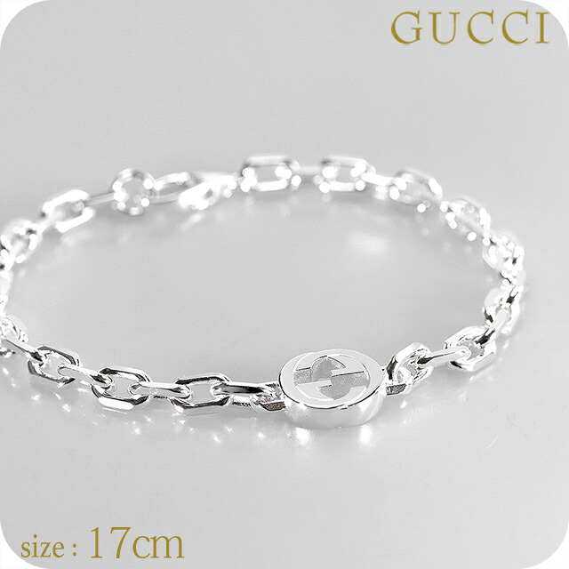グッチ ブレスレット メンズ ブランド GUCCI インターロッキング チェーン 796351-J8400-8106-17 シルバー アクセサリー