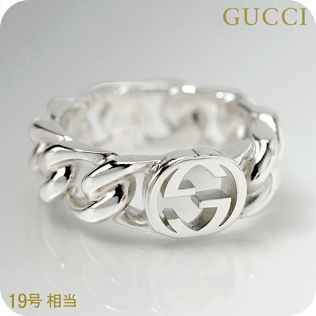 グッチ リング メンズ レディース ブランド GUCCI インターロッキング 19サイズ ロゴ 843627 J8400 0818 シルバー アクセサリー