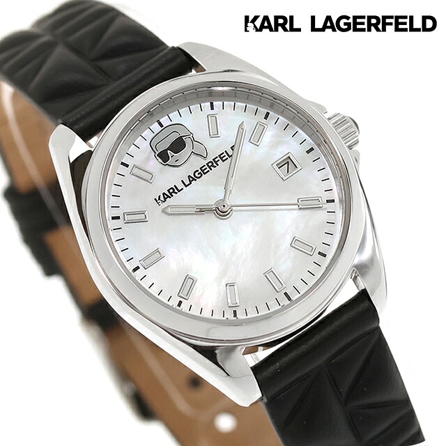 カール・ラガーフェルド ラウンド エッセンシャル クォーツ 電池式 腕時計 ブランド レディース KARL LAGERFELD R0551107502 アナログ シェル ブラック 黒 おしゃれ 防水 かわいい プレゼント 女性 実用的
