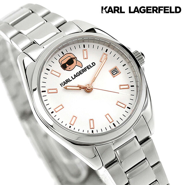 カール・ラガーフェルド ラウンド エッセンシャル クォーツ 電池式 腕時計 ブランド レディース KARL LAGERFELD R0553107506 アナログ ホワイト 白 おしゃれ 防水 かわいい プレゼント 女性 実用的 19,536円