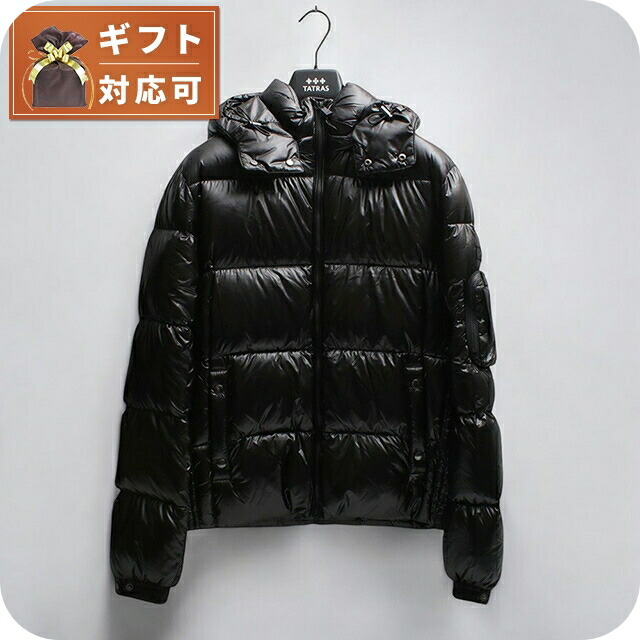タトラスベルボダウンジャケットブラック L シャイニー フード着脱可
