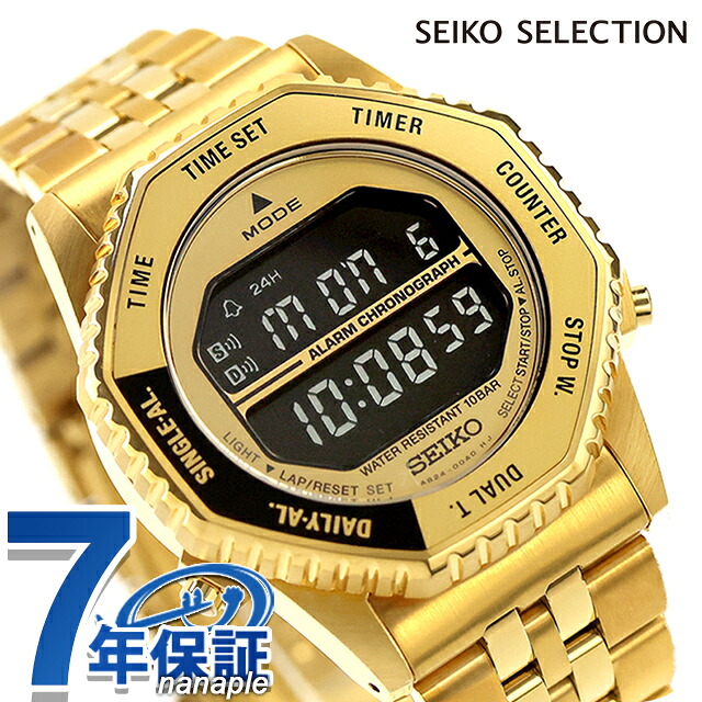 セイコーセレクション デジタルクオーツ クォーツ 電池式 腕時計 ブランド メンズ クロノグラフ SEIKO SELECTION HFL003P デジタル ブラック ゴールド 黒 おしゃれ 防水 プレゼント 男性 実用的｜Infinitown