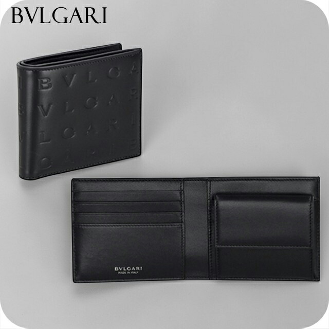 ブル小峡谷 二つ折り紙入れ 二折紙入れ レディース ブランド名 BVLGARI 292714 BLK 黒いこと