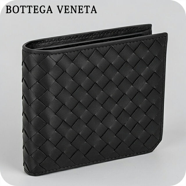 ボッテガ・ヴェネタ 二つ折り紙入れ 二折紙入れ メンズ ブランド名 BOTTEGA VENETA Italy 805654-V69G1 8803 黒いこと