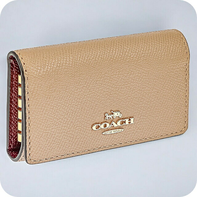 COACH キーケース ベージュ/ブラウン COACH（コーチ）の「エッセンシャル 6 リング キー ケース（キー