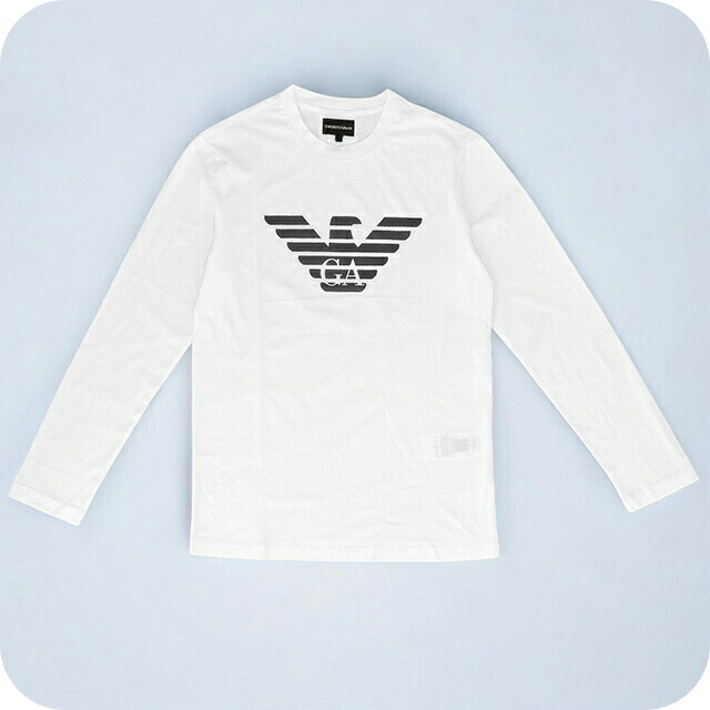 未使用 アルマーニ コットン ロゴプリント プルオーバーカットソー I46 EMPORIO ARMANI エンポリオ アルマーニ Tシャツ トップス ロゴT