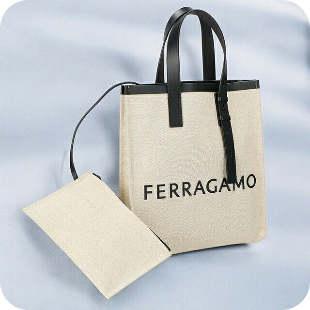フェラガモ トートバッグ レディース ブランド Ferragamo 241297FABRIC NA NE 764 870 NATURALE ホワイト｜Infinitown