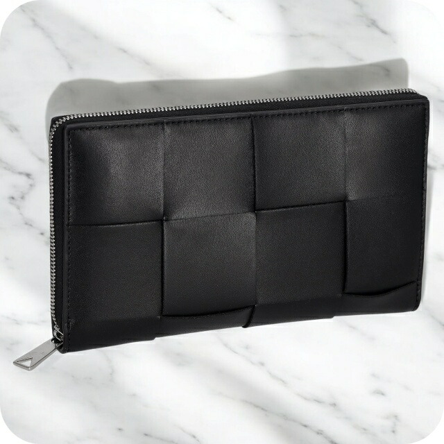 も*こ様 Bottega Veneta ブラック、メタルグレー　レザー長財布 も*こ様 Bottega Veneta ブラック、メタルグレー レザー長財布