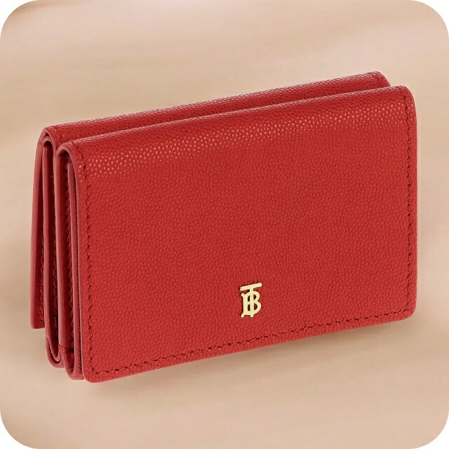 バ－バリ－ 三つ折り紙入れ パウダーコンパクト レディース ブランド名 BURBERRY 8018960 赤いこと ウォレット 御膳上等 格好のいい 差し上げ物 実用的