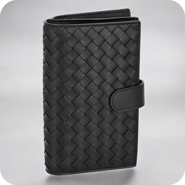 ボッテガヴェネタ　折り財布　札入れ　レザー　ブラック　イントレチャート　フラップ ボッテガヴェネタ (ボッテガ・ヴェネタ) 長財布（札入れ） 財布 メンズ