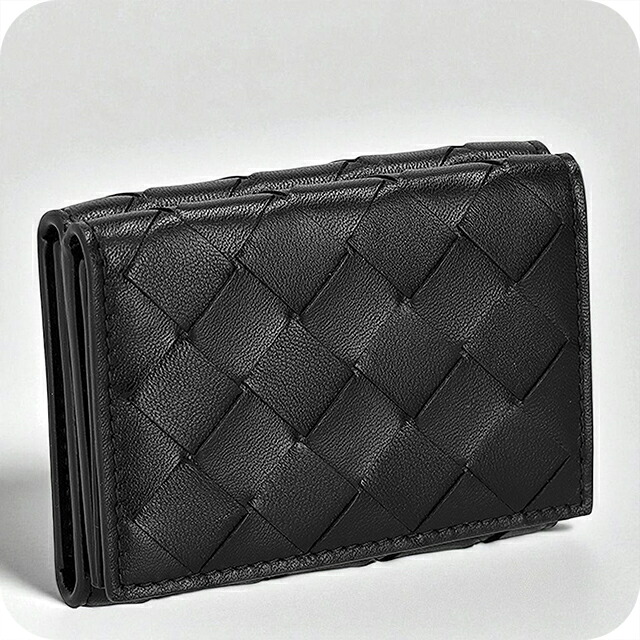 ボッテガ・ヴェネタ 三つ折り財布 レディース ブランド BOTTEGA VENETA 609285-V3UH1 8803 ブラック ウォレット 高級 おしゃれ プレゼント 実用的