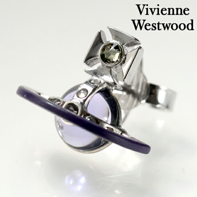 ヴィヴィアン 酉の方角木材 ピアス メンズ レディース ブランド名 Vivienne Westwood 一風変わった オーブ スタッド 片耳用 62010345 02P675 パープル 付属品 ビビアン