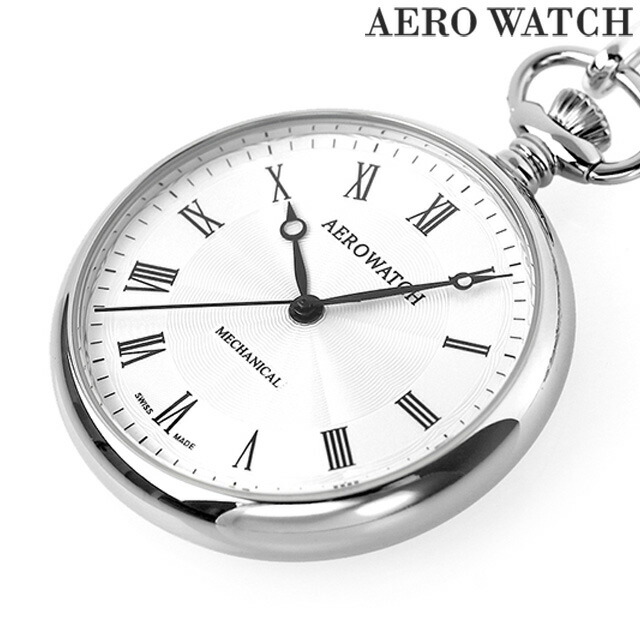 AEROWATCH 懐中時計 シルバー 楽天市場】アエロウォッチ 懐中時計 オープンフェイス デイト スイス製
