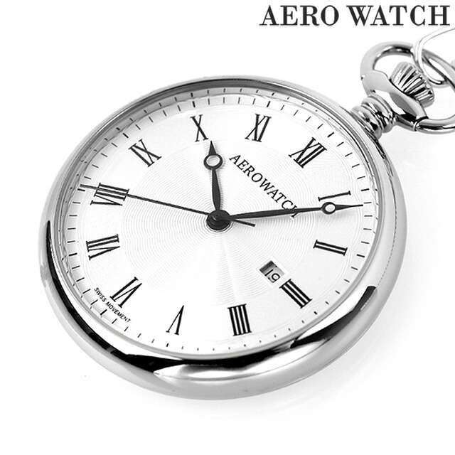 アエロウォッチ クオーツ 懐中時計 AEROWATCH 45828-PD01 ホワイト 白 スイス製