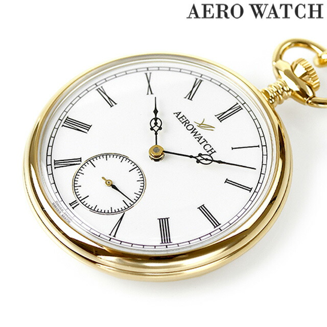 アエロウォッチ 手巻き 懐中時計 AEROWATCH 50827-JA01 ホワイト 白 スイス製