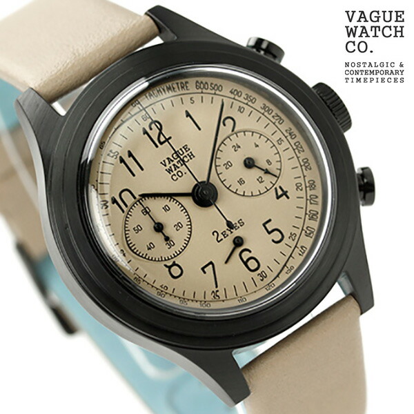 ヴァーグウォッチ ツーアイズ 38mm クロノグラフ 2C-L-001 VAGUE WATCH Co. 腕時計 ブランド クオーツ ベージュ レザーベルト 時計 プレゼント ギフト|Infinitown
