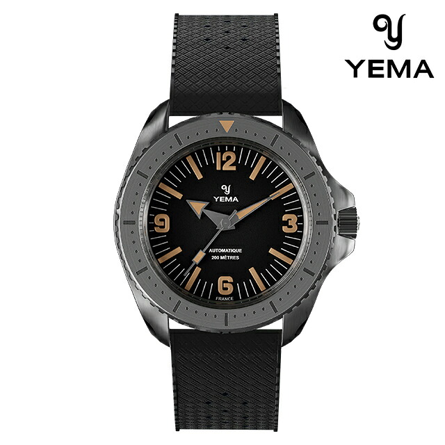 イエマ ダイバー2025 自動小銃一巻き ウォッチ ブランド名 メンズ YEMA YDIV25-ATPS アナログ 黒いこと 黒 フランス共和国製 今めかしい 雨合羽 差し上げ物 成人男性 実用的
