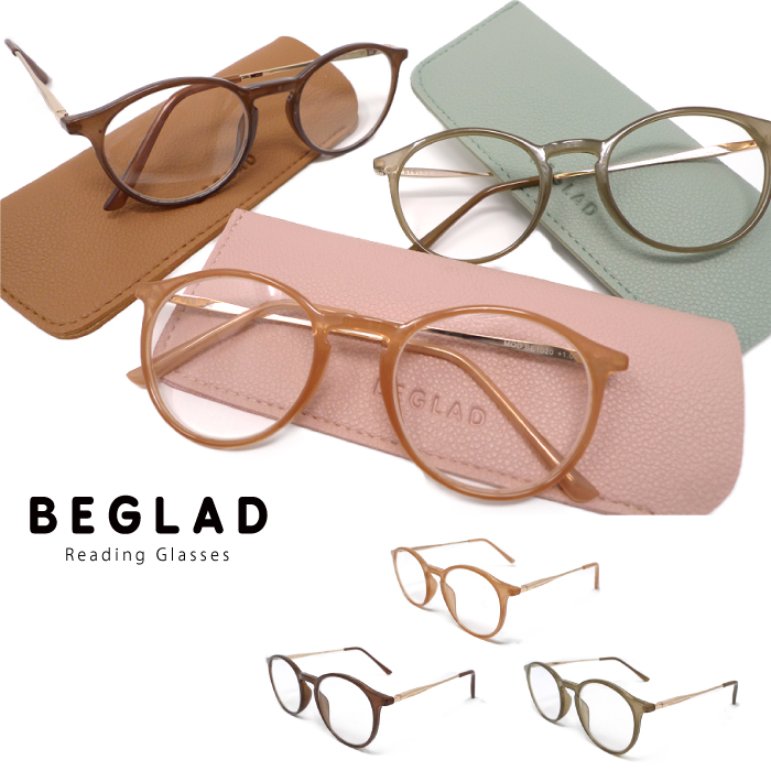 楽天市場】☆メール便送料無料☆【おしゃれな老眼鏡（ケース付）】 BEGLAD BE1021 レザーのテンプルがオシャレなリーディンググラス レディース  メンズ : ビグラッド 楽天市場店