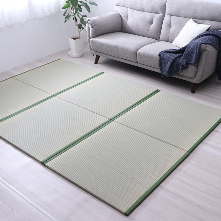 置き畳 ユニット畳 『楽座』 イケヒコ | ユニット畳 楽座 畳ユニット ユニット畳市松 ユニット畳 和室 | ユニット畳 楽座 畳ユニット ユニット畳市松 ユニット畳 和室 6枚組(88×88×2.2cm)