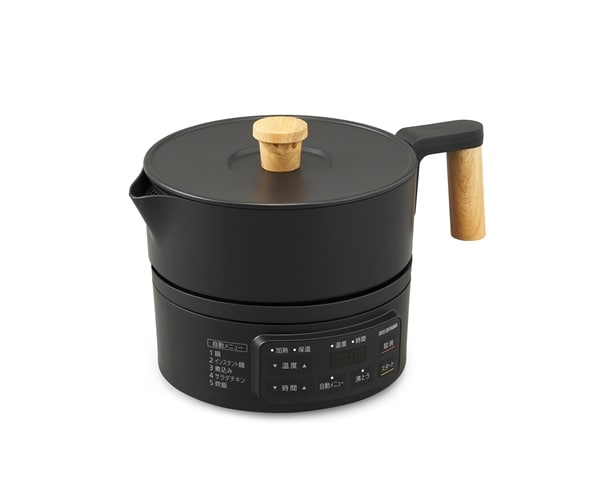 アイリスオーヤマ クッキングケトル ブラック ICK-M1200-B | 電気ケトル 1L 持ち運び おすすめ おしゃれ ブラック アイリスオーヤマ コーヒードリップ ドリップケトル 温度調節