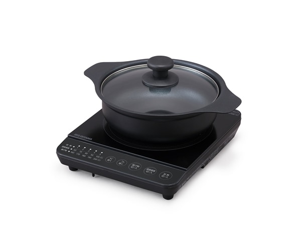 アイリスオーヤマ IHコンロ鍋セット 1000W ブラック IHKP-T39220-B