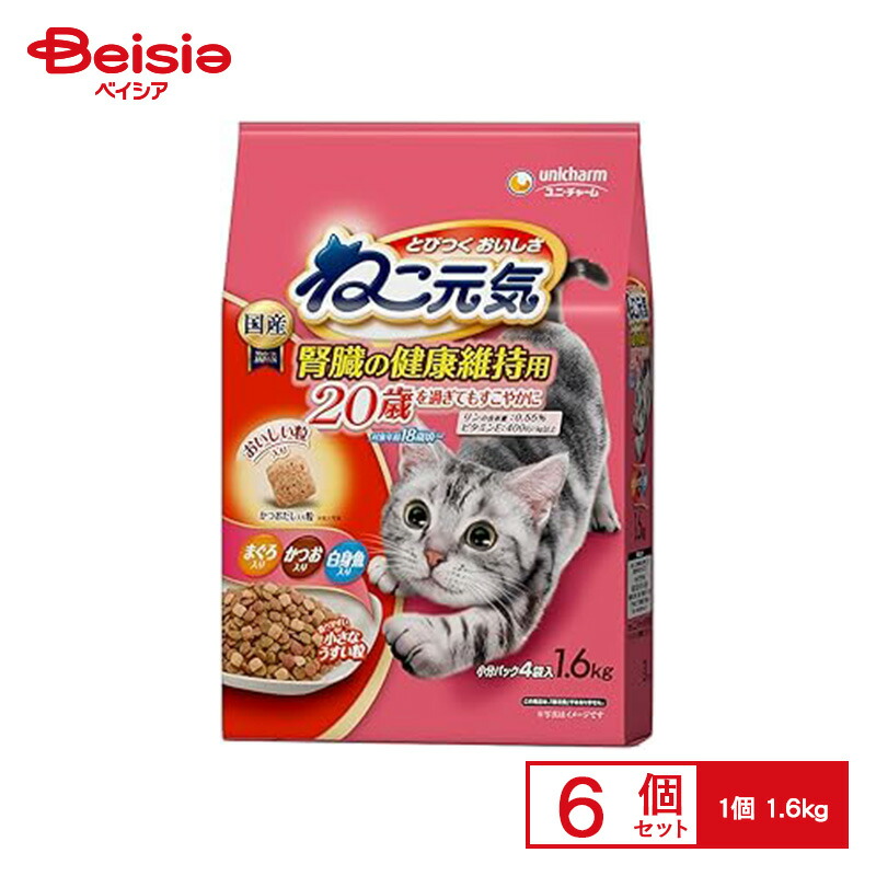 【ポイント10倍！4/1 18:00-4/30】キャットフード ユニ・チャーム 銀のスプーン ねこ元気 20歳 1.6kg×6個 | キャットフード 猫用 20歳以上 シニア 高齢猫 ドライ 1.6kg 6個 まとめ買い ユニ・チャーム 銀のスプーン ねこ元気