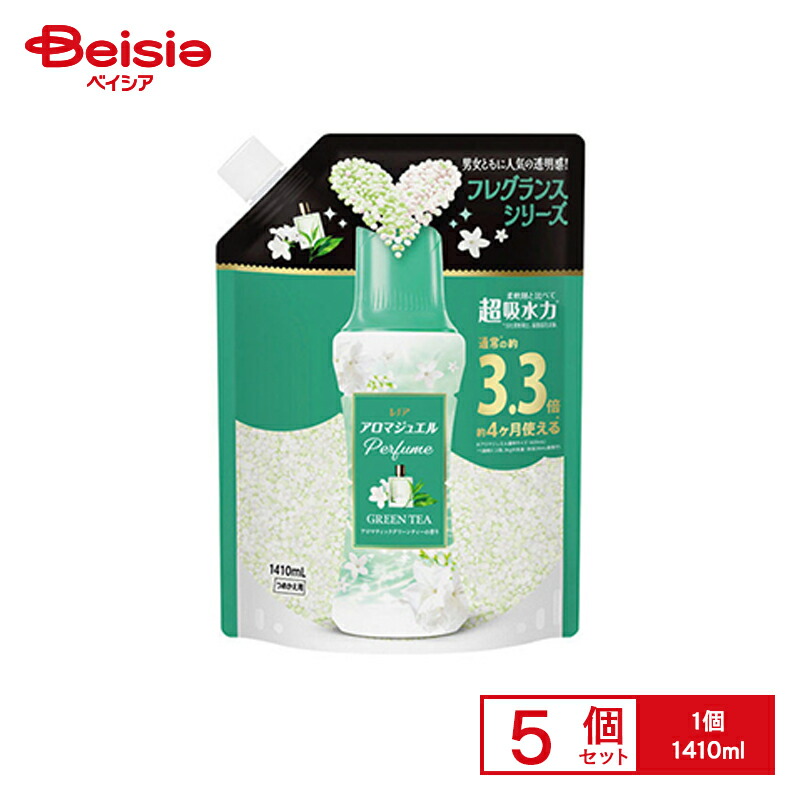 P&G レノアアロマジュエル グリーンティ－の香りつめかえ用超特大サイズ 1410ml×5個 | レノア アロマジュエル グリーンティー 詰め替え 超特大 洗濯ビーズ 香り付け まとめ買い 大容量