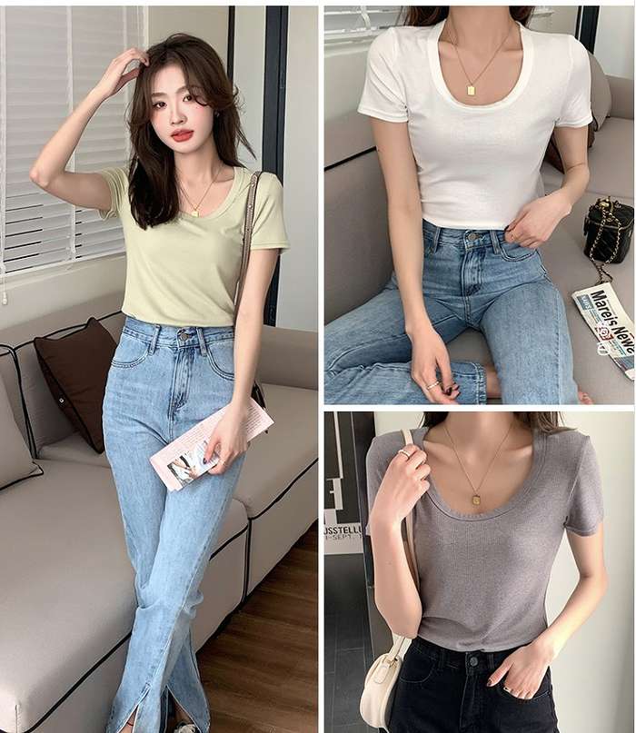 夏新作 予約商品 代 40代 レディース タイト 細見せ 30代 セクシー 大きいサイズ Tシャツ胸元