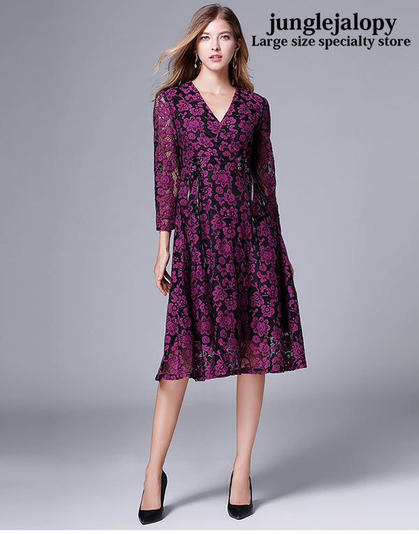 お1人様1点限り 楽天市場 大きいサイズ レディース 二次会 結婚式 披露宴 大人上品 Vネック 花柄 総レース ドレス ワンピース Ll 4l セクシー ビッグサイズ ボーイッシュ 体型カバー 着痩せ トレンド 大人セレブ セレカジ 海外セレブ 取寄 春新作 大きいサイズ
