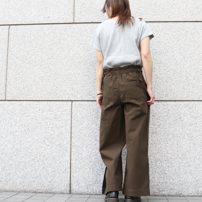 大きいサイズ レディース 裾ベンツ Ll L M 3l 裾スリット 4l ツイルワイドパンツ ハイウエスト