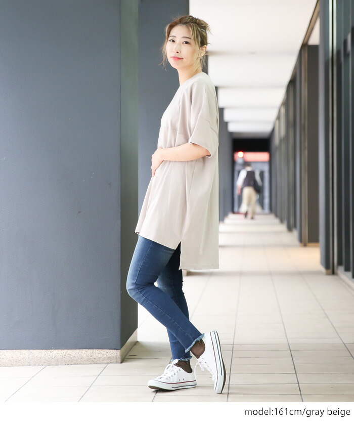 大きいサイズレディース 切替えサイドスリットtシャツ 体型カバー トップス ビッグサイズ 無地