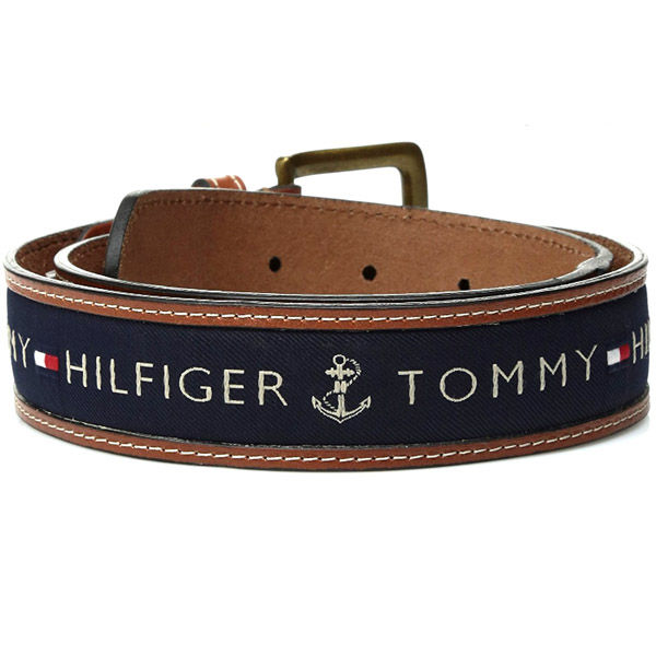 楽天市場 トミーヒルフィガー Tommy Hilfiger メンズ レザー ベルト ロゴ フラッグ マーク バックル コットン ファッション アクセサリー Be La