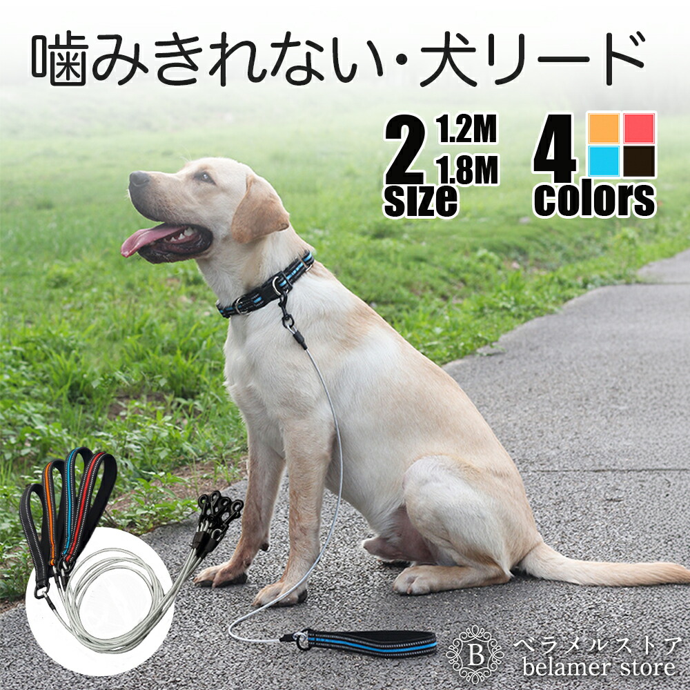 【楽天市場】【送料無料】 犬 リード 犬用リード ワイヤーリード 中型犬 大型犬 ソフトハンドル お出かけ お散歩グッズ 噛みつき防止 絡み
