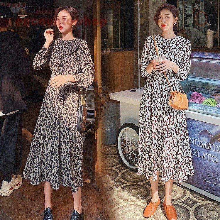 楽天市場】ワンピース ヒョウ柄 Vネック リボン 長袖 Aライン 楽天市場】ワンピース ヒョウ柄 Vネック リボン 長袖 Aライン