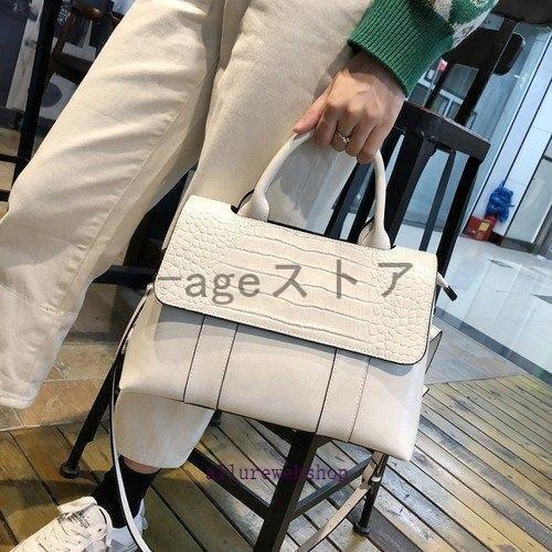 かぶせハンドバッグ ショルダーストラップ クロコダイル 斜め掛け 2way 間仕切り 大人きれい 本革MIX｜Belinda rcp店