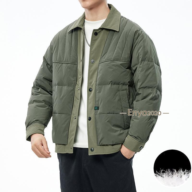 上衣 メンズ 軽さ 防寒着 メンズ 落ち込む アウター メンズ 厚地の外套 メンズ アウター 冬 格好のいい  キルティング コート・ジャケット-メンズファッション