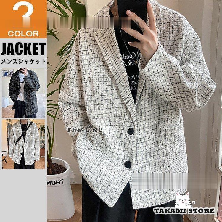 テーラードジャケット メンズ 商行為上衣 馬鹿でかい大きさ 照合のしるし柄 アウター 上衣 成人男性服 烏兎 韓国風